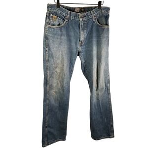 Ariat Men's 34x32 Relaxed Boot Cut Heritage‎ Denim Jeans Blue Cotton Flawed